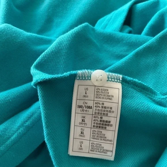 Men’s used Disney blue polo retro shirt Mickey Mouse patch size L large - Picture 5 of 5